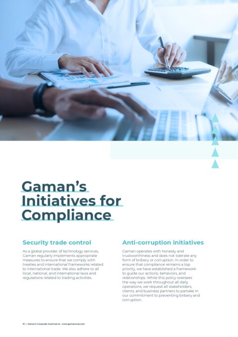 Gaman Corp corporate governance document, page 10