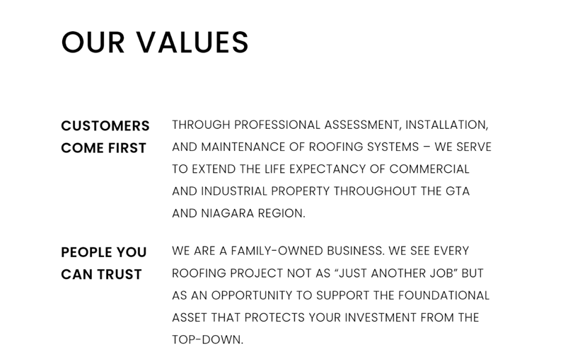 Brand Message Sample (Core Values)