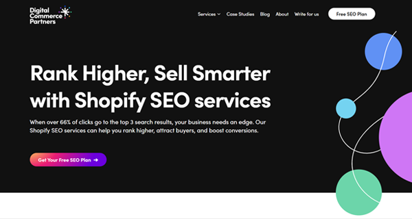 Shopify SEO Services Landing Page Copy for Digital Commerce Partners