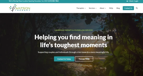 Homepage copywriting and website redesign for Watson Therapy