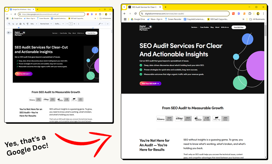 Example of conversion-focused B2B website copywriting in action.