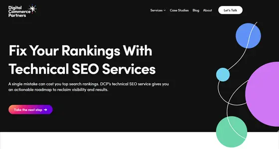 SEO Landing Page Copywriting for Digital Commerce Partner's Technical SEO Services